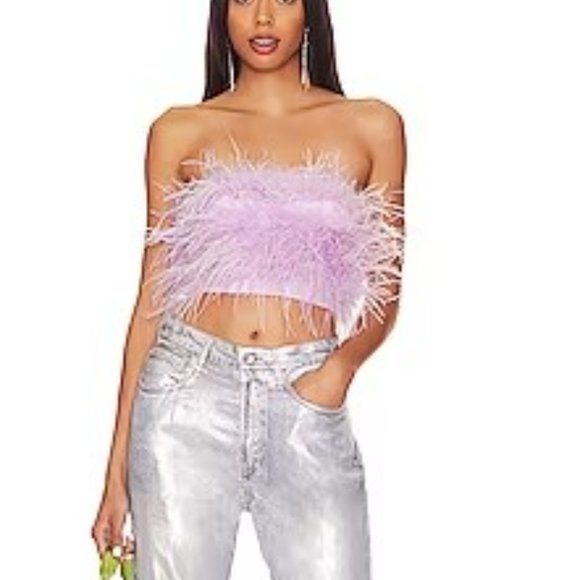 Lovers + Friends Marianne Feather Crop Top - Picture 1 of 3
